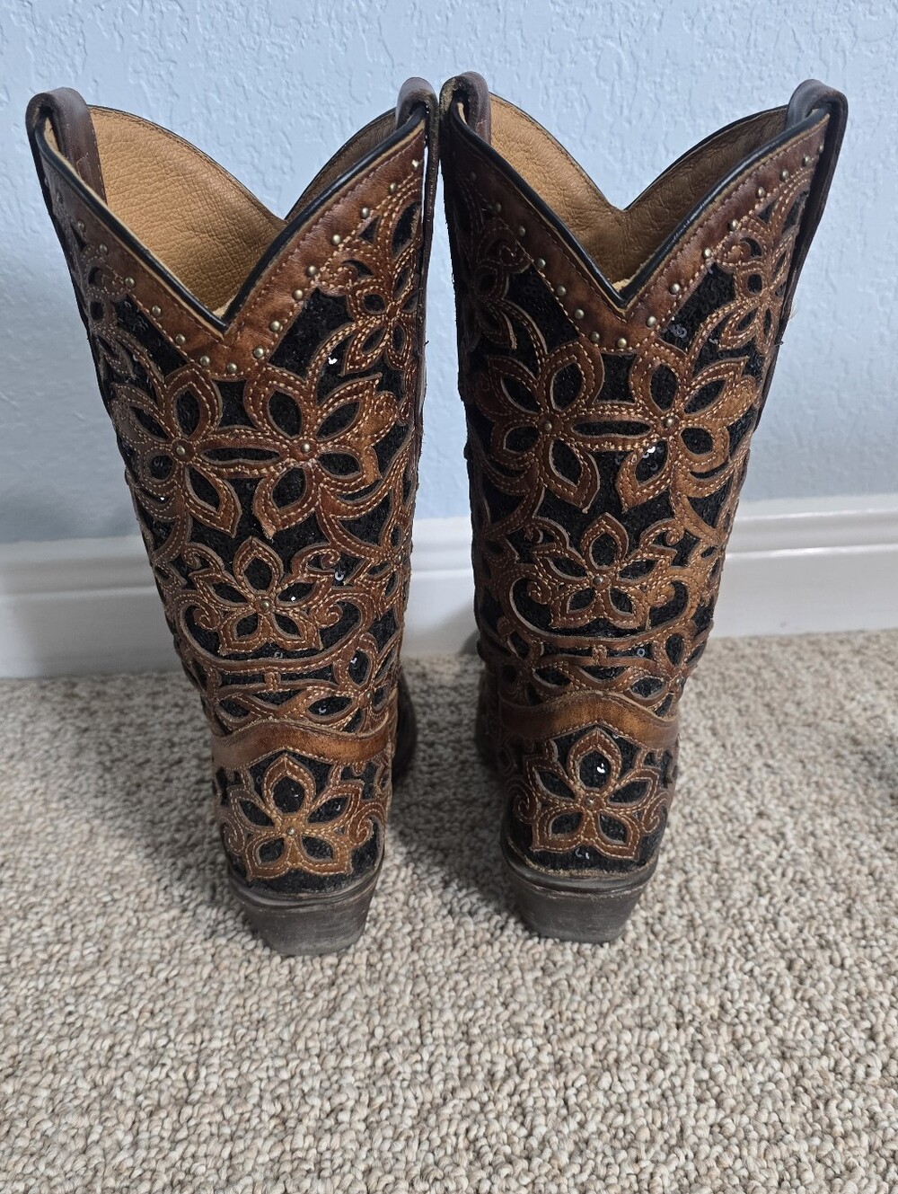 Corral Glitter Inlay Boot Teen 3 Women 5 - Picture 4 of 8
